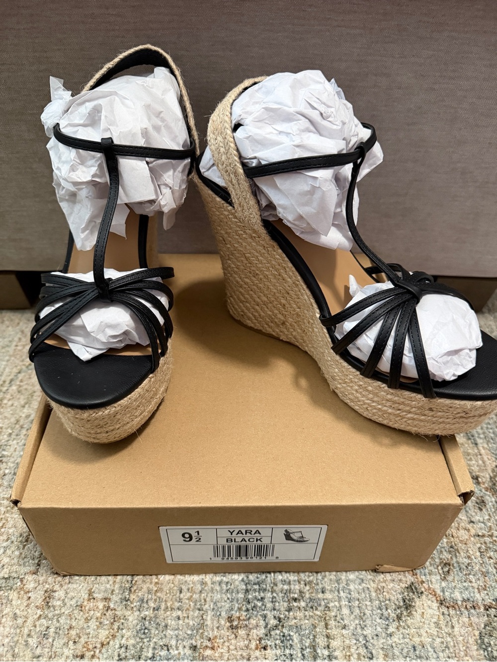 Journee Collection Black Braided Espadrille Wedge Sandals - Picture 4 of 6